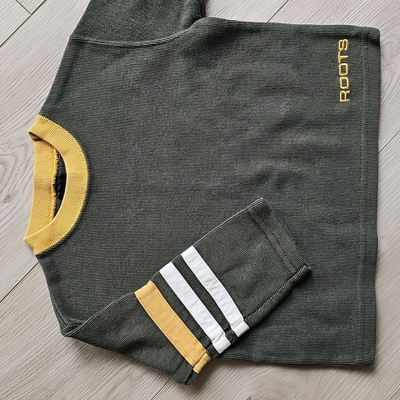 Vintage Roots Athletic Kids Green and Yellow Striped Sweater Top XL - Picture 2 of 12